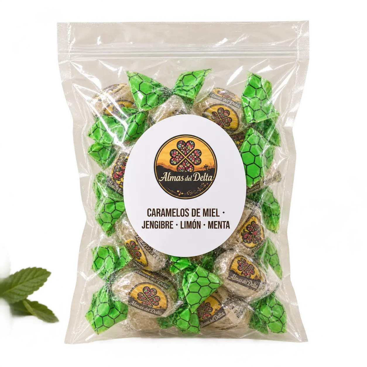 Bolsa de caramelos de miel, jengibre, limón y menta Almas del Delta